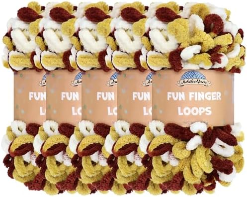 JubileeYarn Fun Finger Loops Yarn - Maroon Gold White - 5 Skeins by BambooMN