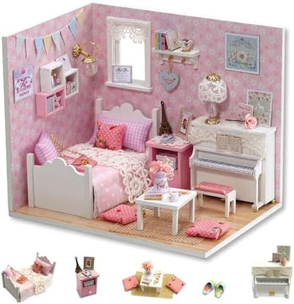 Flever DIY Miniature House Kit, Tiny Home Kit with LED Light, Mini House Build Craft Kits for Adults and Teens, Home Decor Creative Gift for Family/Friends (Sunny Princess) by Flever