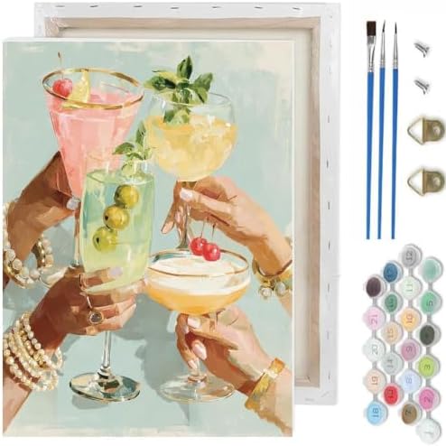 Paint by Numbers Kit for Adults,Vintage Cocktail Paint by Number With Frame by TCDZMYGS