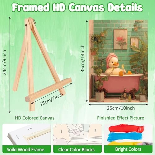 MAXBYE Duck Framed Paint by Numbers Kits for Adults with Wooden Easel, Easy Adult Paint by Number Kits on Canvas, DIY Oil Paintings for Beginners Gift Home Wall Decor 10×14 Inch - Image 3
