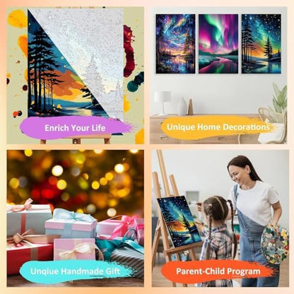 3 Pack Framed Paint by Numbers for Adult with Wooden Easel (8x12 inch) - Image 7