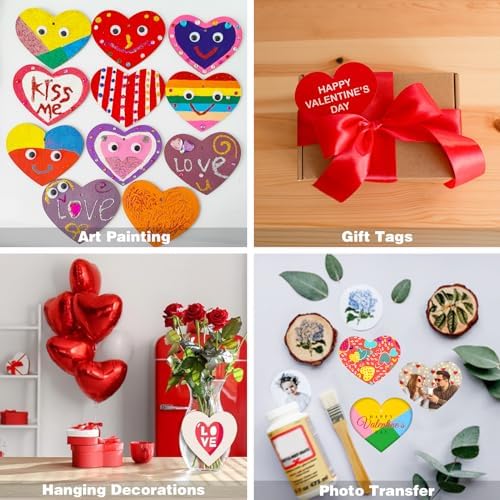 Valentine's Day Wood Heart Craft Kit, 36 Pcs Blank Unfinished Wooden Hearts Ornaments for Crafts, DIY Painting Activity for Adults, Family, Couples to Make Personalized Gifts and Home Decor - Image 7