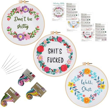 Louise Maelys 3 Sets Funny Embroidery Kits for Beginners by LouiseMaelys