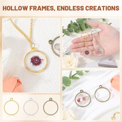 Gartful 30PCS Open Back Bezel for Resin, Hollow Frame Pendants for Resin Casting, DIY Jewelry Making Supplies, Round Shape - Image 3