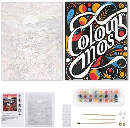 ColourMost's Original Paint by Numbers Kits-Serenity Mandalas #03 (16"x16" / 40x40cm) Includes Paints, Canvas, and Brushes -Wood-Framed Canvas (Pre-Stretched) - Image 4