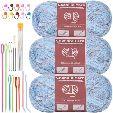 LUNARM Chenille Yarn for Crochet Knitting Chunky Blanket Velvet Yarn by Lunarm