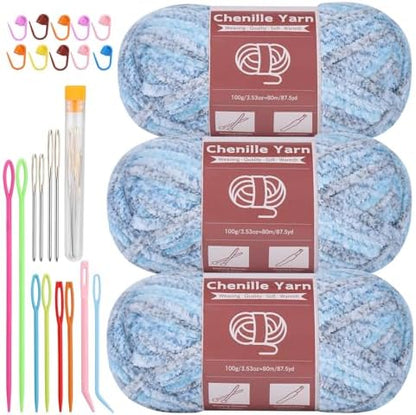 LUNARM Chenille Yarn for Crochet Knitting Chunky Blanket Velvet Yarn by Lunarm