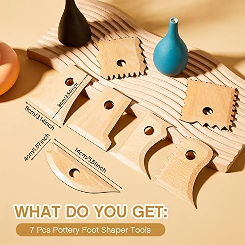 Amylove 7 Pcs Pottery Tools Pottery Wheel Ribs Wood Color - Image 2
