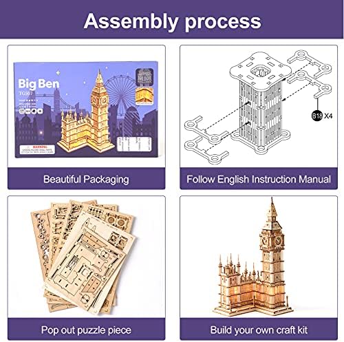 Rowood 3D Puzzles for Adults Wooden Model Kit Adult Craft Kit Gifts for Age 14+ Big Ben - Image 5