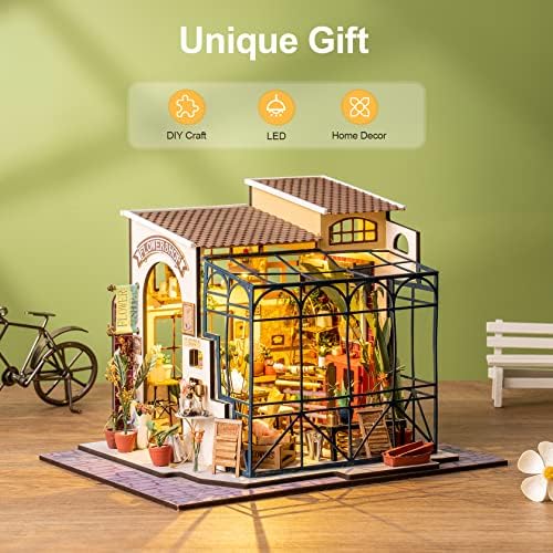Rolife DIY Miniature Doll House Kit with Furniture for Children Adult Wooden Kits Toy (Emily's Flower Shop) - Image 2