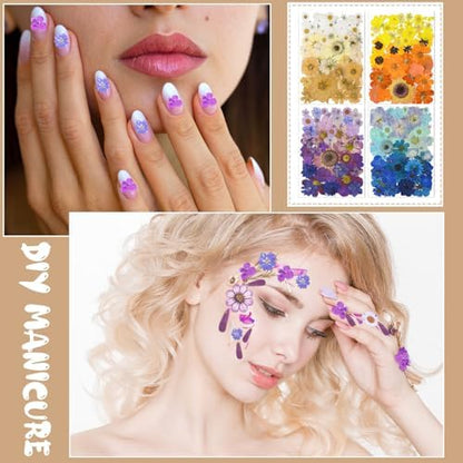 Nuanchu 200 Pcs Pressed Flowers Bulk Dried Flower for Craft Resin Mold Bookmark Scrapbooking Nail Cake White Orange Natural Pressed Dried Floral with Tweezer DIY Gift(Bright Color,Natural Style) - Image 5