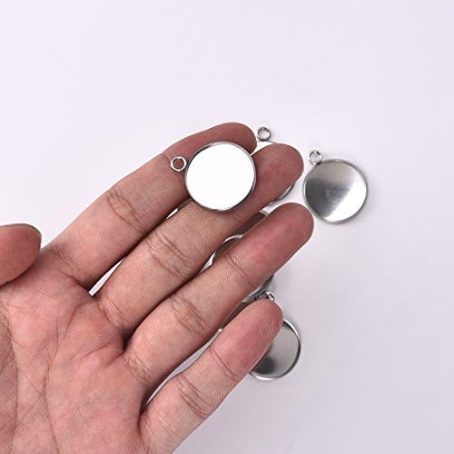 LANBEIDE 30Pcs Round Pendant Blank Tray with 30Pcs Clear Glass Cabochons - Image 5