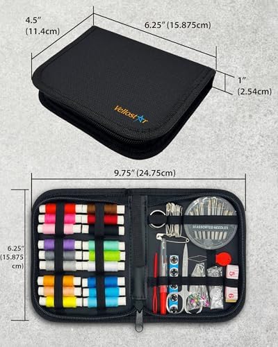 Vellostar Mini Hand Sewing Kit for Adults, Small Travel Case, 18 Threads - Image 3
