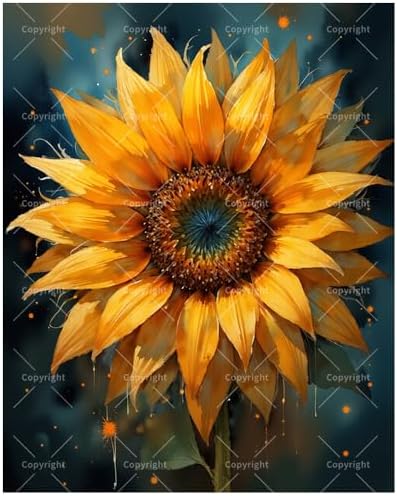Floral Botanical Paint by Numbers Kit for Adults - DIY Close-Up Sunflower Portrait Painting on Canvas 16x20In, Acrylic Paint Set, Suitable for Beginners, Art for Home Decoration or Gifts by Unknown