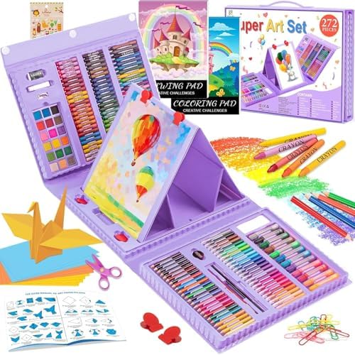 Art Supplies, 272 Pack Art Set Crafts Drawing Kit for Kids Girls Boys Teens by POPYOLA