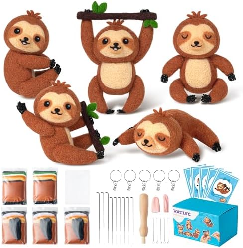 WATINC Needle Felting Starter Kit - Cute Doll Wool Felt Needle Felting Tools Foam Pad, DIY Home Decoration Needle Felting Craft Party Supplies for Beginners by WATINC