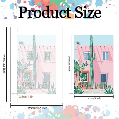 Tucocoo Scenery Paint by Numbers Kit for Adults, Pink 6 Pack Adults' Paint-by-Number Kits for Beginner Acrylic On Canvas Landscape DIY Oil Painting Kit for Gift Home Wall Decor 8x12 Inch (Frameless) - Image 3