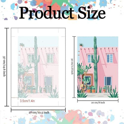 Tucocoo Scenery Paint by Numbers Kit for Adults, Pink 6 Pack Adults' Paint-by-Number Kits for Beginner Acrylic On Canvas Landscape DIY Oil Painting Kit for Gift Home Wall Decor 8x12 Inch (Frameless) - Image 3