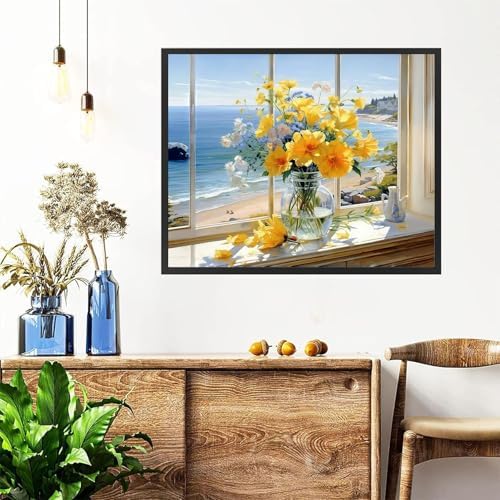 Vase Flower Paint by Numbers for Adults with Framed Canvas - Wooden Easel - Image 4