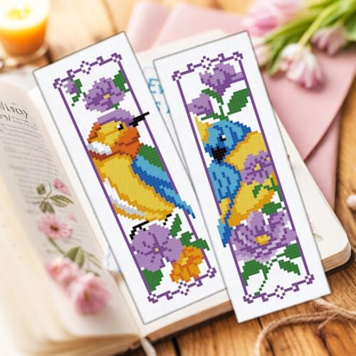 ORIGACH 6 Set Bird and Flower Cross Stitch Bookmark Kit for Beginner - Image 6
