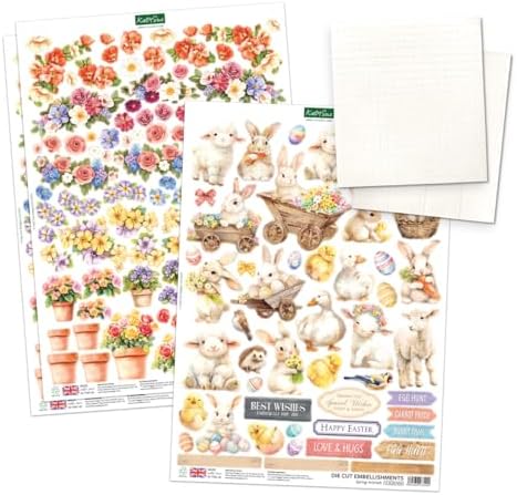 Katy Sue Spring Garden Picket Fence Card Making Kit. Contains 8 Shaped Cards, 3 Sheets of Die Cut Decoupage, Adhesive Foam Pads, Background Scenes, Instructions & 8 Envelopes for Card Making Supplies - Image 4