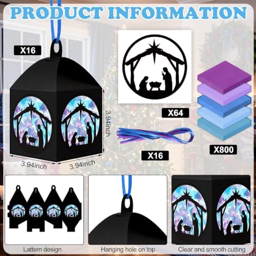 Maitys 16 Sets Christmas Nativity Paper Lantern Suncatcher Craft Kits - Image 2