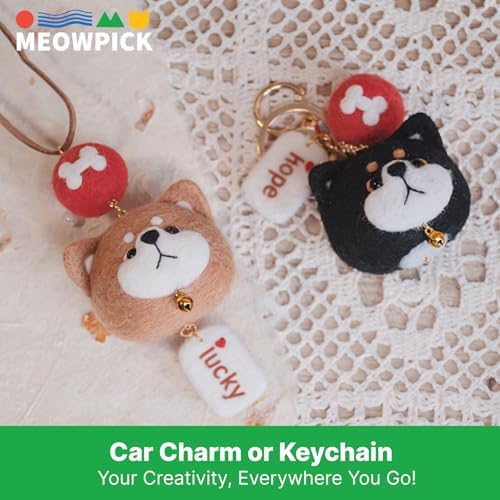 MeowPick Needle Felting Kit for Beginners, Shiba Inu DIY Wool Felting Tools Set, Complete Felting Supplies with Pre-Made Balls, Handmade Craft Gift for Keychain Car Ornament (Black Shiba) - Image 3