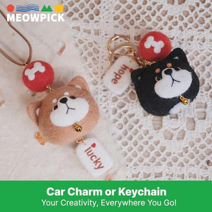 MeowPick Needle Felting Kit for Beginners, Shiba Inu DIY Wool Felting Tools Set, Complete Felting Supplies with Pre-Made Balls, Handmade Craft Gift for Keychain Car Ornament (Red Shiba) - Image 3