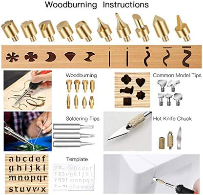 Preciva 31Pcs Wood Burning Kit, Professional Wood Burning Tool, 482°F~1382°F Adjustable Temperature Woodburning Pyrography Pen DIY Creative Tools for Embossing/Carving/Soldering - Image 4