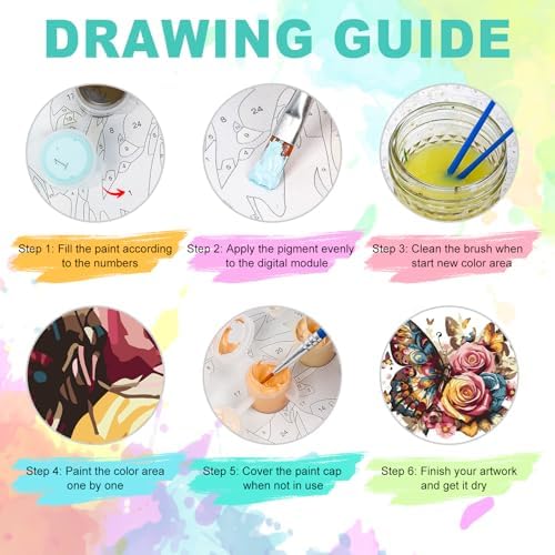 Framed Paint by Numbers Kit for Adults, Butterfly & Roses, 10 x 10 Inch - Image 6
