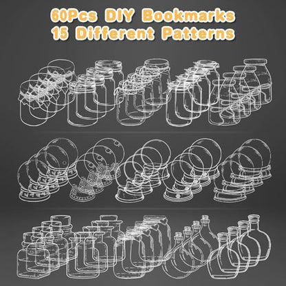 Transparent Dried Flower Bookmark Kit with Tweezers for DIY Crafts, 60pcs - Image 3