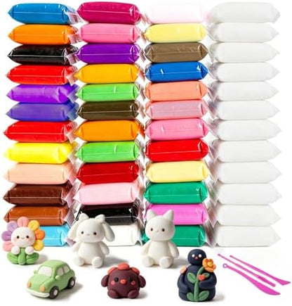 48 PCs Air Dry Clay Kit for Kids Age 3-12 with 3 Sculpting Tools 36 Colors by Cocurb