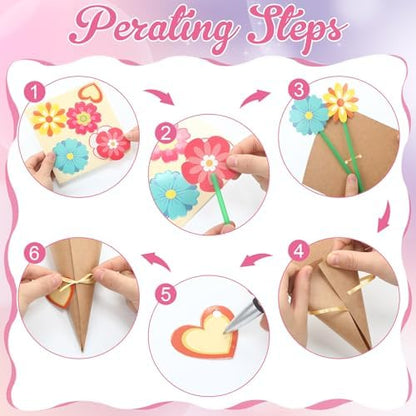Motipuns 36 Set Graduation Flower Bouquet Craft Kit DIY Flower Paper Crafts Colorful Make Your Own Teachers Gifts for 2026 End of Year Last Day of School Gifts Handmade Project Home Activities - Image 4