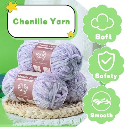 LUNARM Chenille Yarn for Crochet Knitting Chunky Blanket Velvet Yarn - Image 3