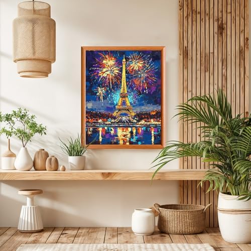 Lxmsja Eiffel Tower Paint by Numbers Kit for Adults, Night Sky Acrylic Paint by Numbers for Adults Beginner, DIY Craft Supplies Oil Painting Kits for Home Wall Decor 16x20 inch (No Frame) - Image 4