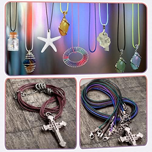 Tudomro 100 Waxed Leather Necklace Cord with Clasp,Rainbow,20 Inch - Image 2