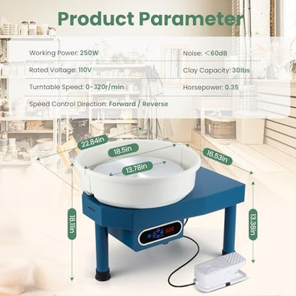 Huanyu Pottery Wheel Ceramic Machine 14" with Foot Pedal & LCD Screen - Image 6