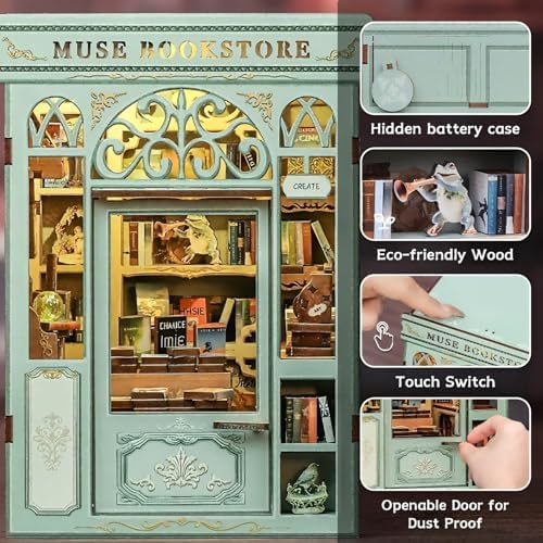 Fsolis Book Nook Kit - 3D Wooden Puzzles for Adults (Muse Bookstore) - Image 4