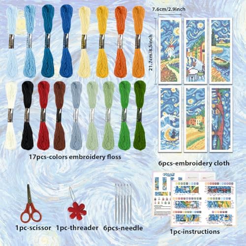 ORIGACH 6 Set Starry Night & Landscape Cross Stitch Bookmark Kit - Image 2