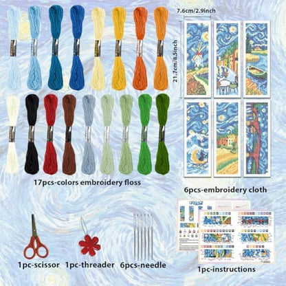 ORIGACH 6 Set Starry Night & Landscape Cross Stitch Bookmark Kit - Image 2
