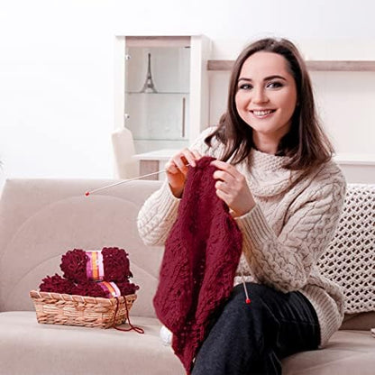 3 Rolls Finger Blanket Yarns Puffy Loop Yarn Soft Crochet Fluffy Finger Knitting Chunky Hand Woven Fluffy for DIY Knitting Crafts(Cherry Red) - Image 5
