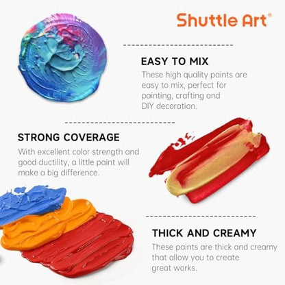 Shuttle Art Acrylic Paint Set, 25 Vintage Colours, 2oz/60ml Bottles, Rich Pigmented, Premium Acrylic Paints for Artists, Beginners and Kids on Rocks Crafts Canvas Wood Ceramic - Image 5