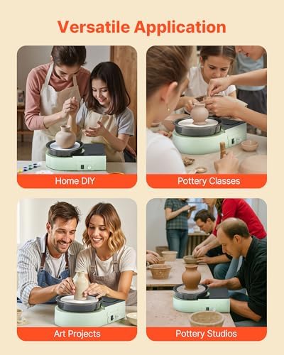 VEVOR Pottery Wheel for Kids and Adults - Complete Pottery Kit with 6" Turntable Clay Art Supplies Sculpting Tools, Mini Clay Making Pottery Wheel with Storage Design, Crafts Christmas Gifts, Green - Image 5