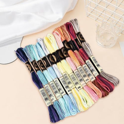 12 Skeins 105 Yards 6 Strands Embroidery Floss Colorful Gradient Thread Cross Stitch Variegated Friendship Bracelet String Cord Bulk Yarn Set for Bracelets Hand Sewing Making DIY Crafts - Image 7
