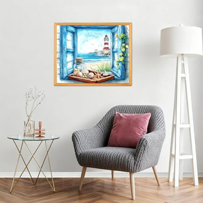 AIRDEA Lighthouse Paint by Numbers for Adults 16x20in Landscape Painting by Number Kits for Beginner Frameless Easy Acrylic Oil Painting on Canvas with Paints and Brushes - Image 7