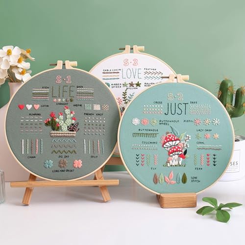 FEIYUENO 3 Sets Just-Love-Life Plant Beginner Embroidery Kit for Adults - Image 5