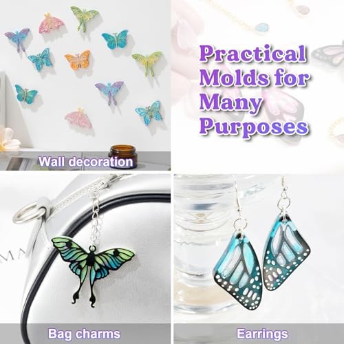 LET'S RESIN Resin Earring Molds, 2 Pcs Resin Molds Silicone with Butterfly Moth Wings Shapes, Silicone Molds for Resin Jewelry, DIY Art Craft - Image 3