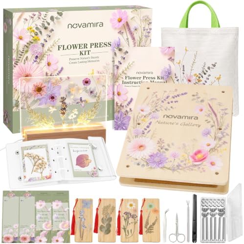 Novamira Wooden Flower Press Kit, All‑in‑One Pressed Flower Art Se by Unknown