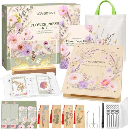 Novamira Wooden Flower Press Kit, All‑in‑One Pressed Flower Art Se by Unknown