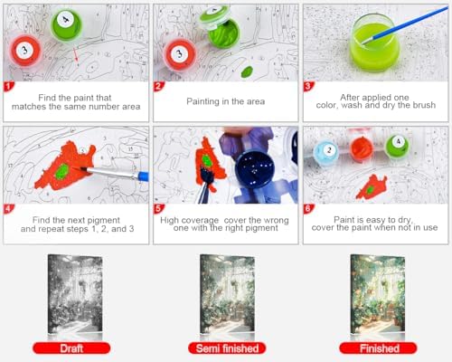 TUMOVO Paint by Numbers Kit for Adults Beginner Green Plants, Adult Paint by Number with Brushes Sunlight, DIY Acrylic Painting by Numbers for Gift Home Wall Decor 16"x20"(Frameless) - Image 4